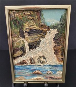 Menard, Mid Century Waterfall Impasto Oil - A. Menard