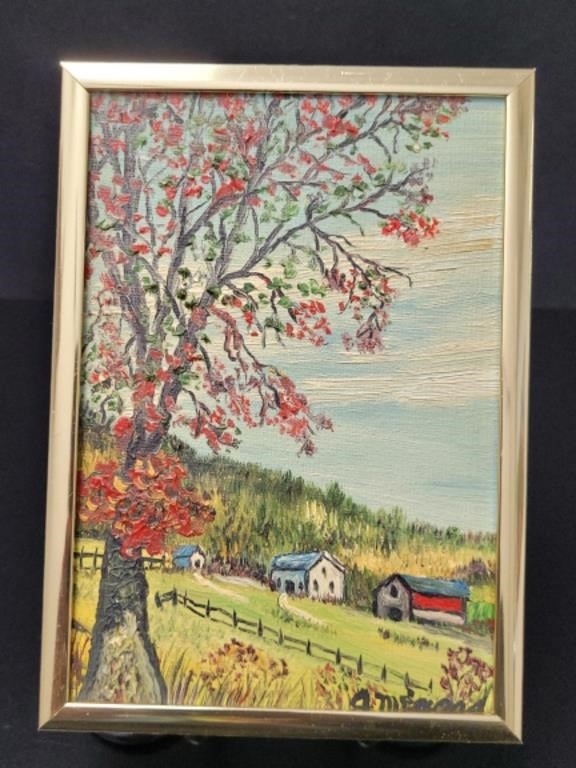 Artwork by A. Menard, AMenard, Fall Countryside Fram Landscape, OIl, Made of Oil on Canvas