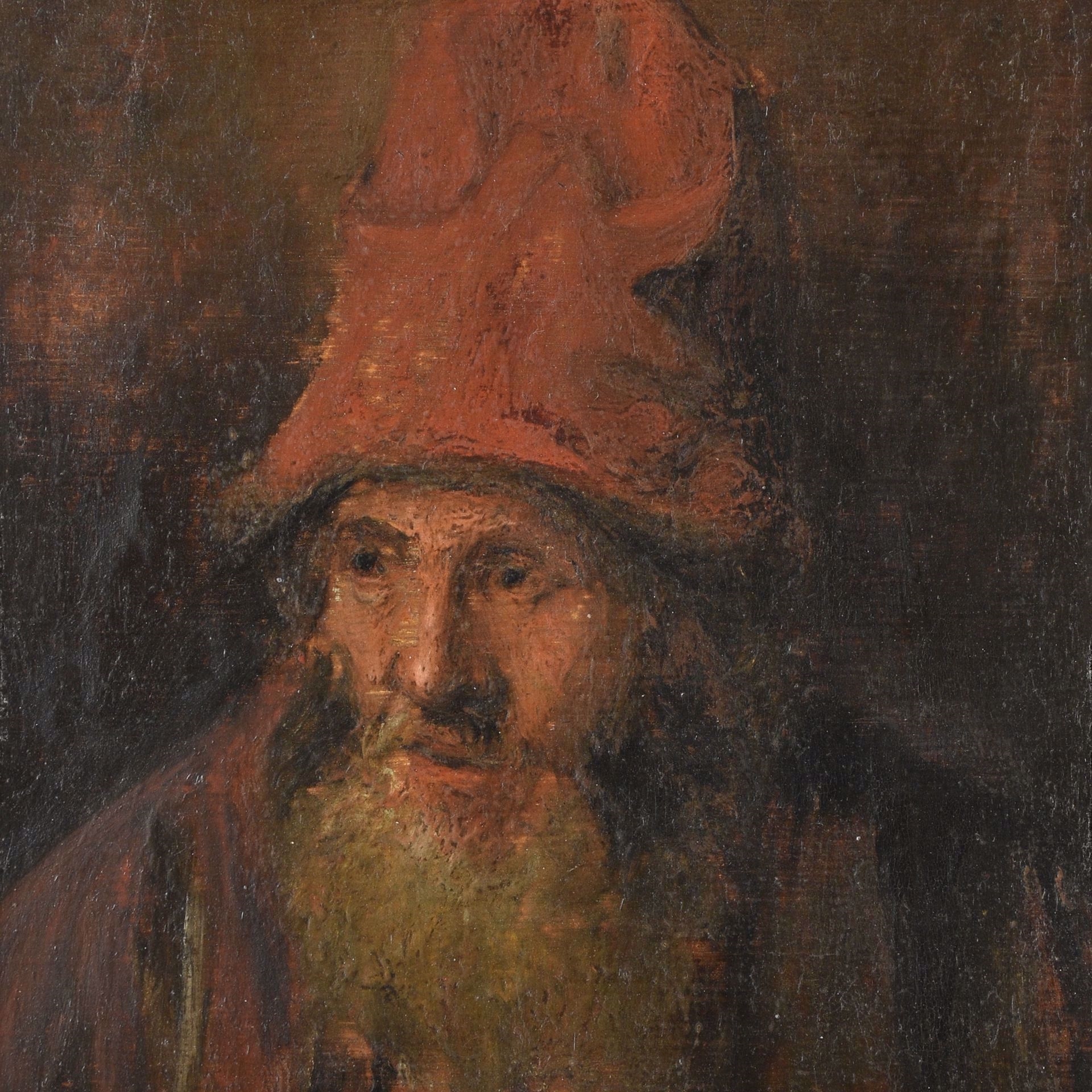 Rembrandt van Rijn | Portrait of an old man with red cap | MutualArt
