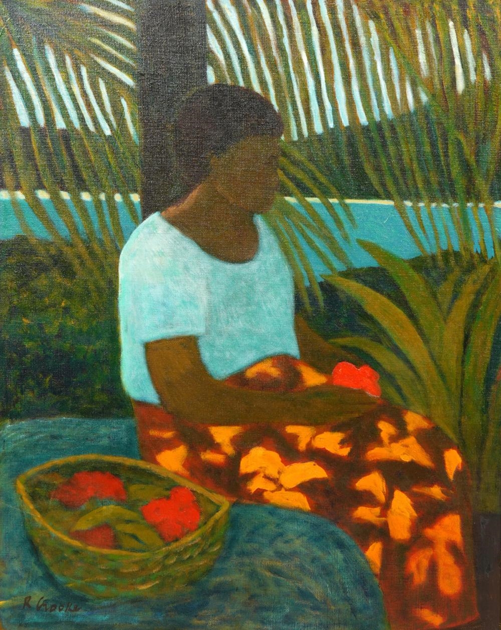 Artwork by Ray Crooke, Fijian Lagoon, Made of oil on canvas