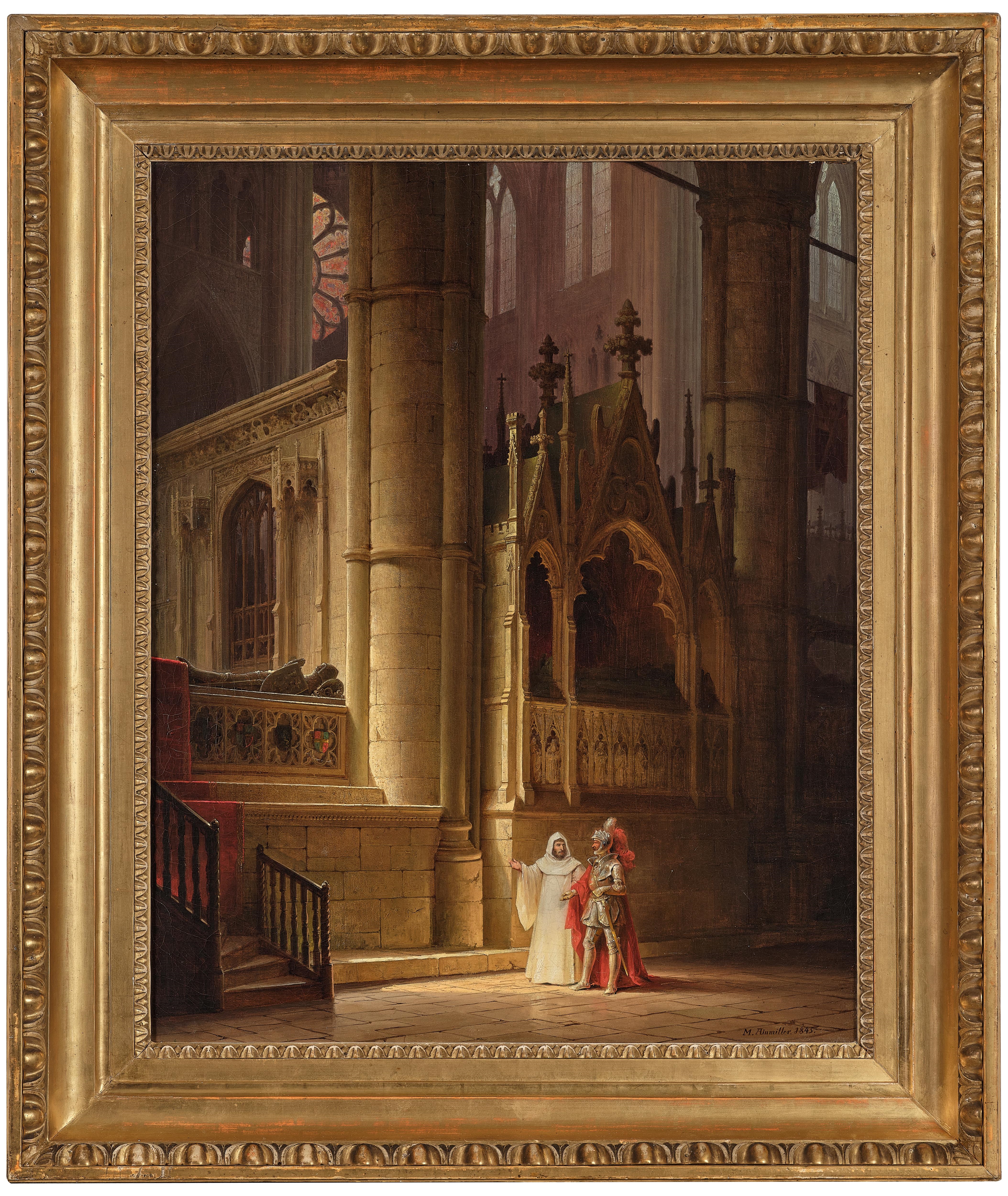 Artwork by Max Emanuel Ainmiller, A Church Interior, Made of oil on canvas