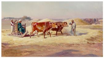 Oxen at work in the field - Paul Dominique Philippoteaux