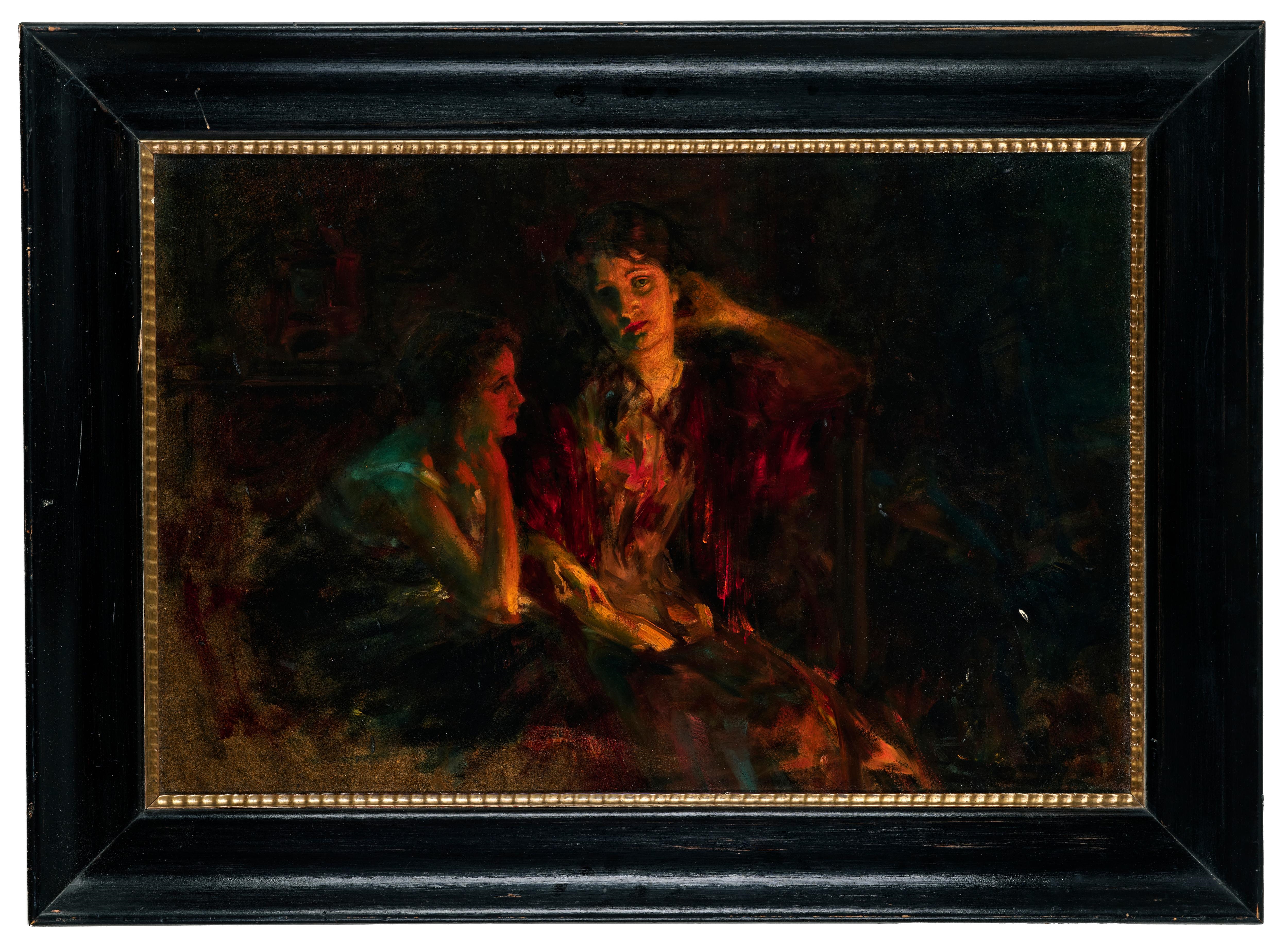 Albert Ritzberger | Mother and daughter in the glow of the stove ...