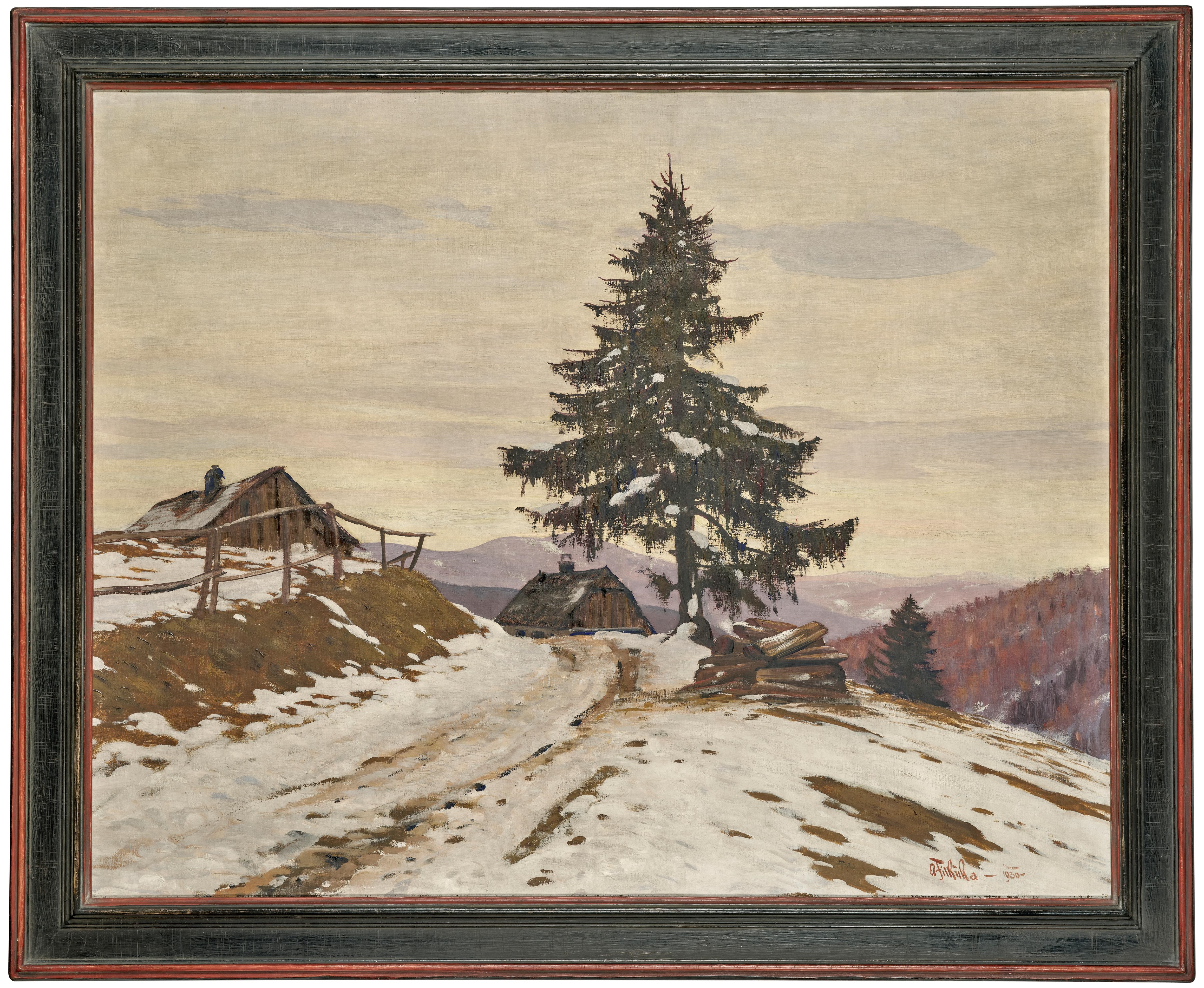 Artwork by Anton Filkuka, A Winter Landscape, Made of oil on canvas