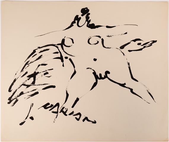 Reuben Nakian ( American 1897-1986) "Leda and the Swan" Ink On Paper 1962 by Reuben Nakian, 1962