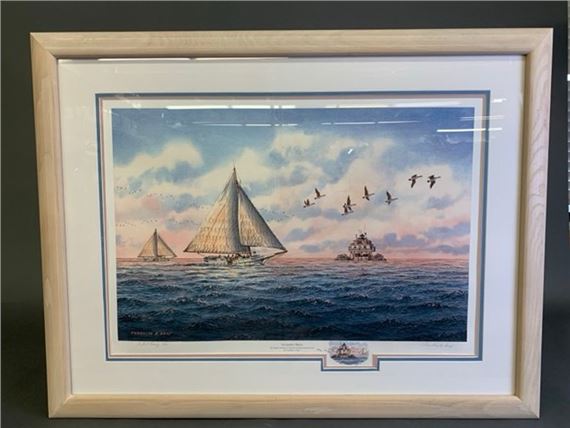 November Morn. The Skipjack Rebecca T. Ruark rounding Thomas Point. - Franklin Saye