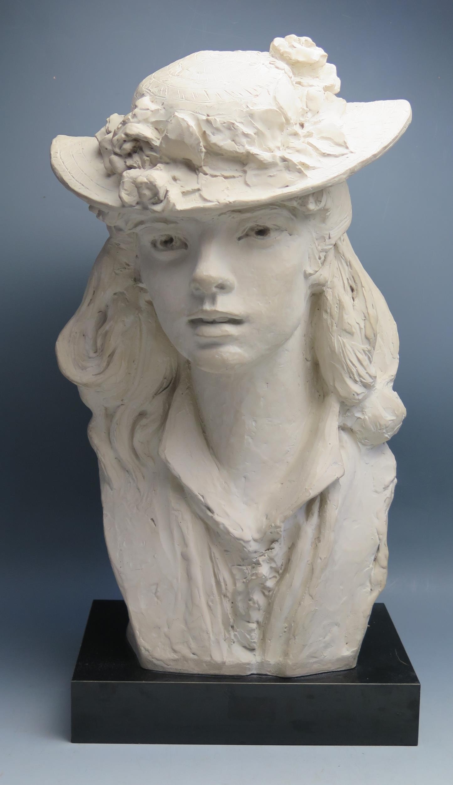 Alice Heath | After Alice Heath pottery bust of a girl in a floral hat ...