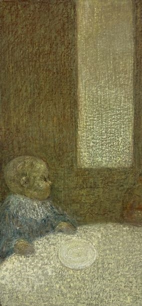 Artwork by Willy Gasquis, Child at table, Made of Oil on panel