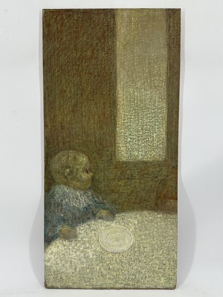 Artwork by Willy Gasquis, Child at table, Made of Oil on panel