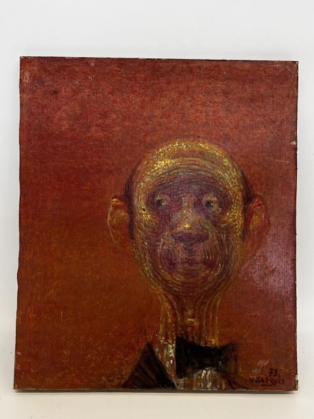 Artwork by Willy Gasquis, study of mother and child. Dimensions : 40 x 34 cm., Made of Oil on double-sided panel