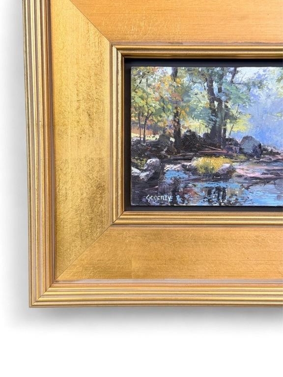 Artwork by Michael Godfrey, Michael Godfrey, Creek Scene, O/B, Made of Oil on board