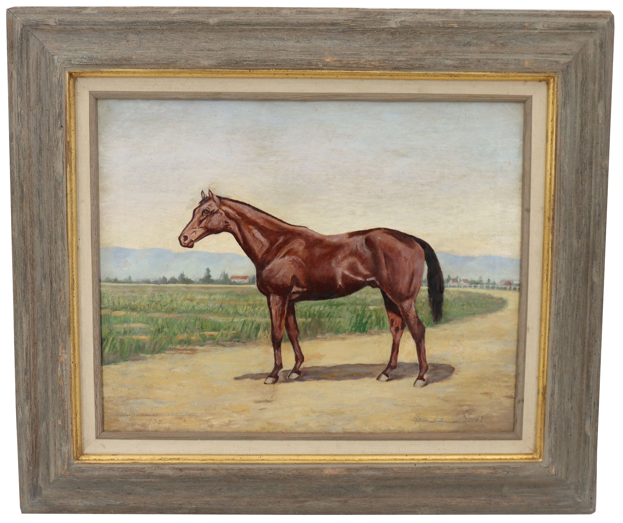 Artwork by Georgia Bull, Georgia Zane Bull (1871-1946) American, Signed Oil on Canvas Landscape Painting of a Horse, Made of Oil on Canvas