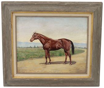 Georgia Zane Bull (1871-1946) American, Signed Oil on Canvas Landscape Painting of a Horse - Georgia Bull