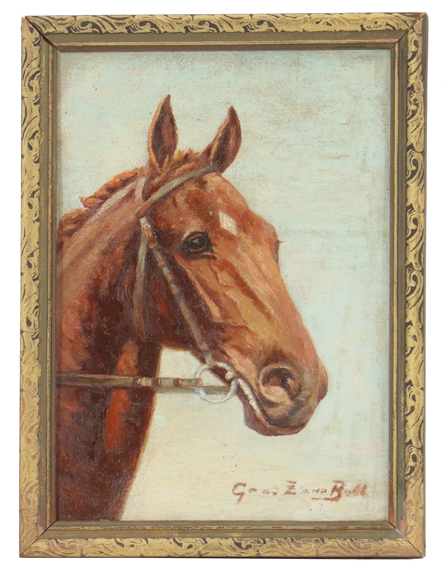 Artwork by Georgia Bull, Georgia Zane Bull Signed Portrait of a Race House, Made of oil