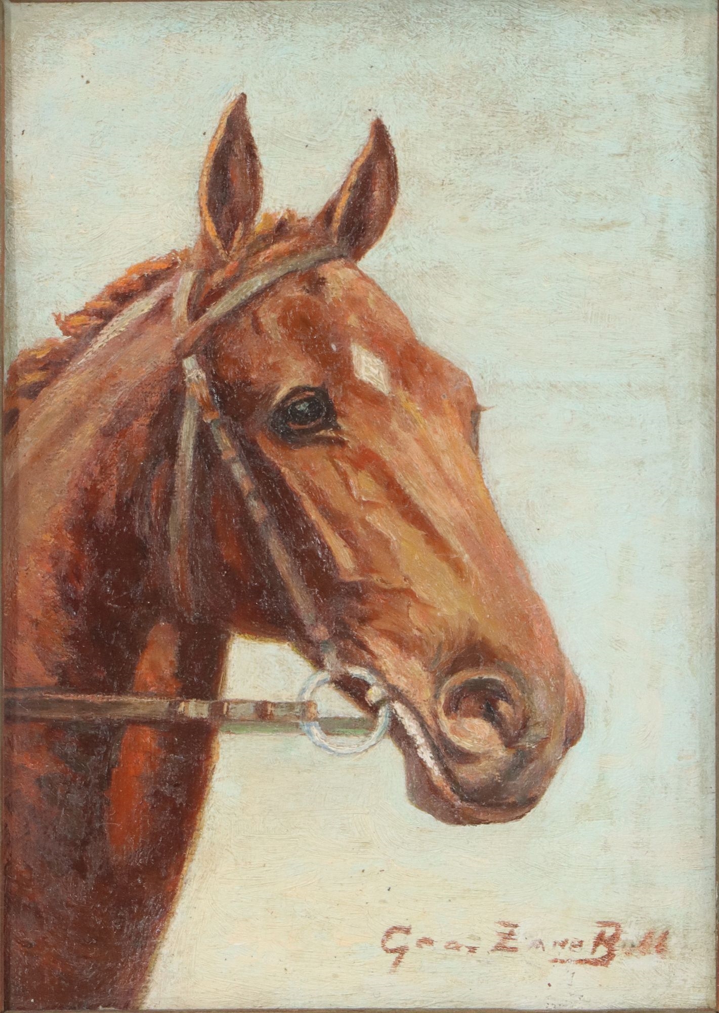Artwork by Georgia Bull, Georgia Zane Bull Signed Portrait of a Race House, Made of oil