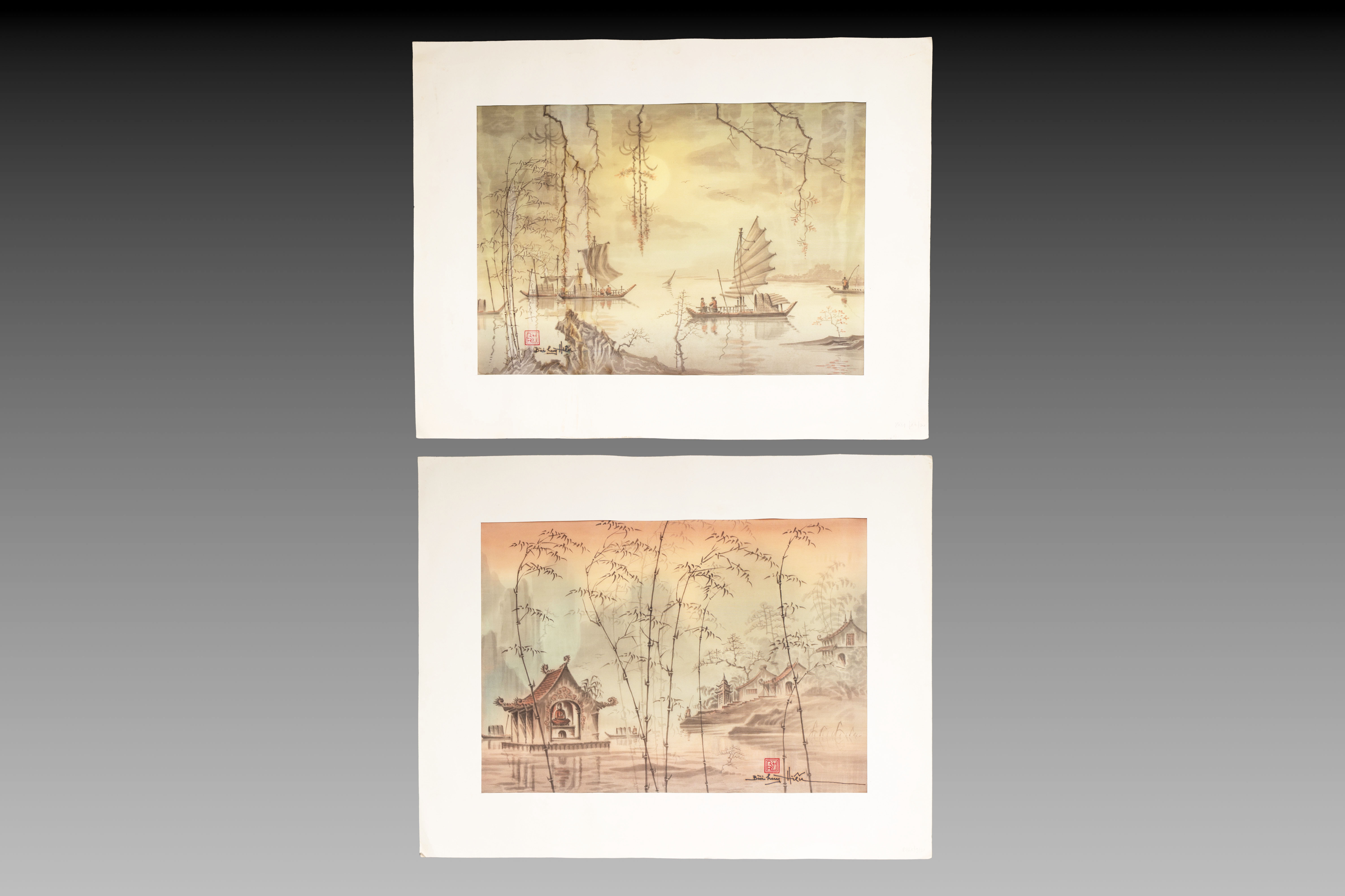 Artwork by Bui Huy Hieu, Chua Thay, Made of ink and colour on silk