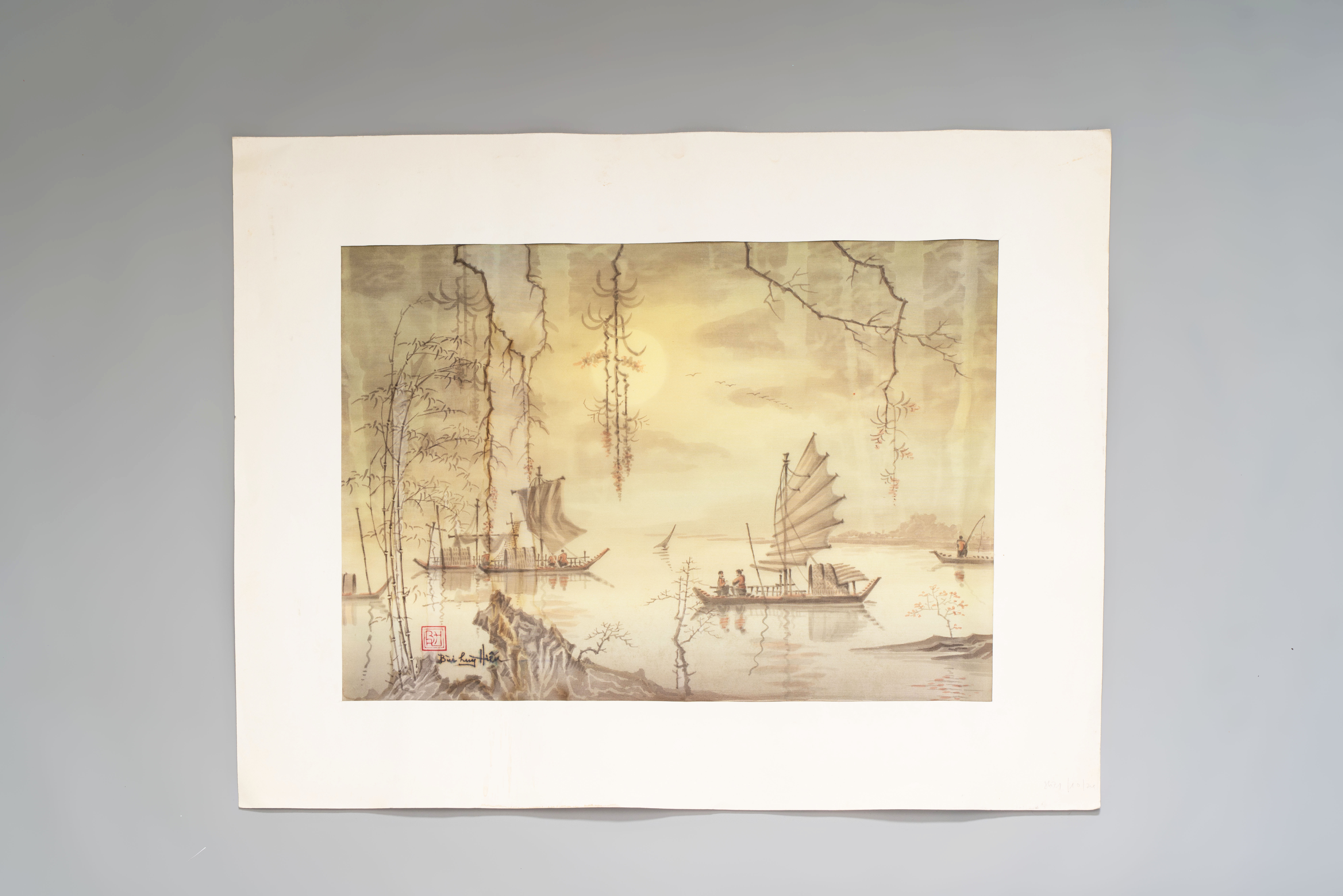 Artwork by Bui Huy Hieu, Chua Thay, Made of ink and colour on silk