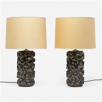 Oculus table lamps, pair - Pamela Sunday