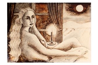 Untitled or Moonlit Nude with Candle - Paul Delvaux