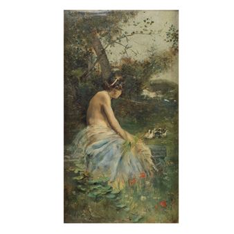 Figura femminile con sfondo di passaggio - Adolfo Tommasi