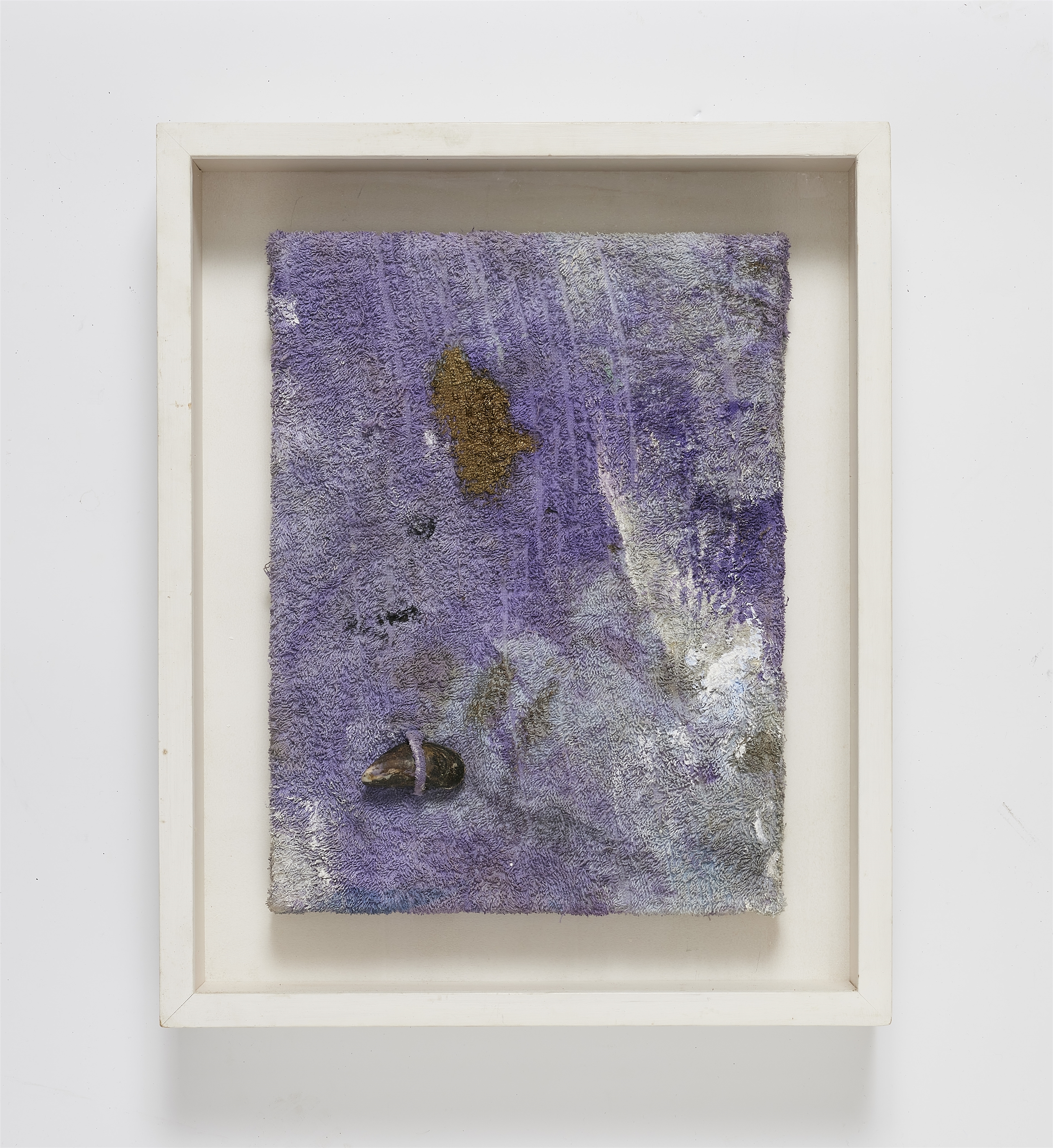 Artwork by Marc Maet, Untitled, Made of Paint with collaged mossel on terry fabric on stretcher