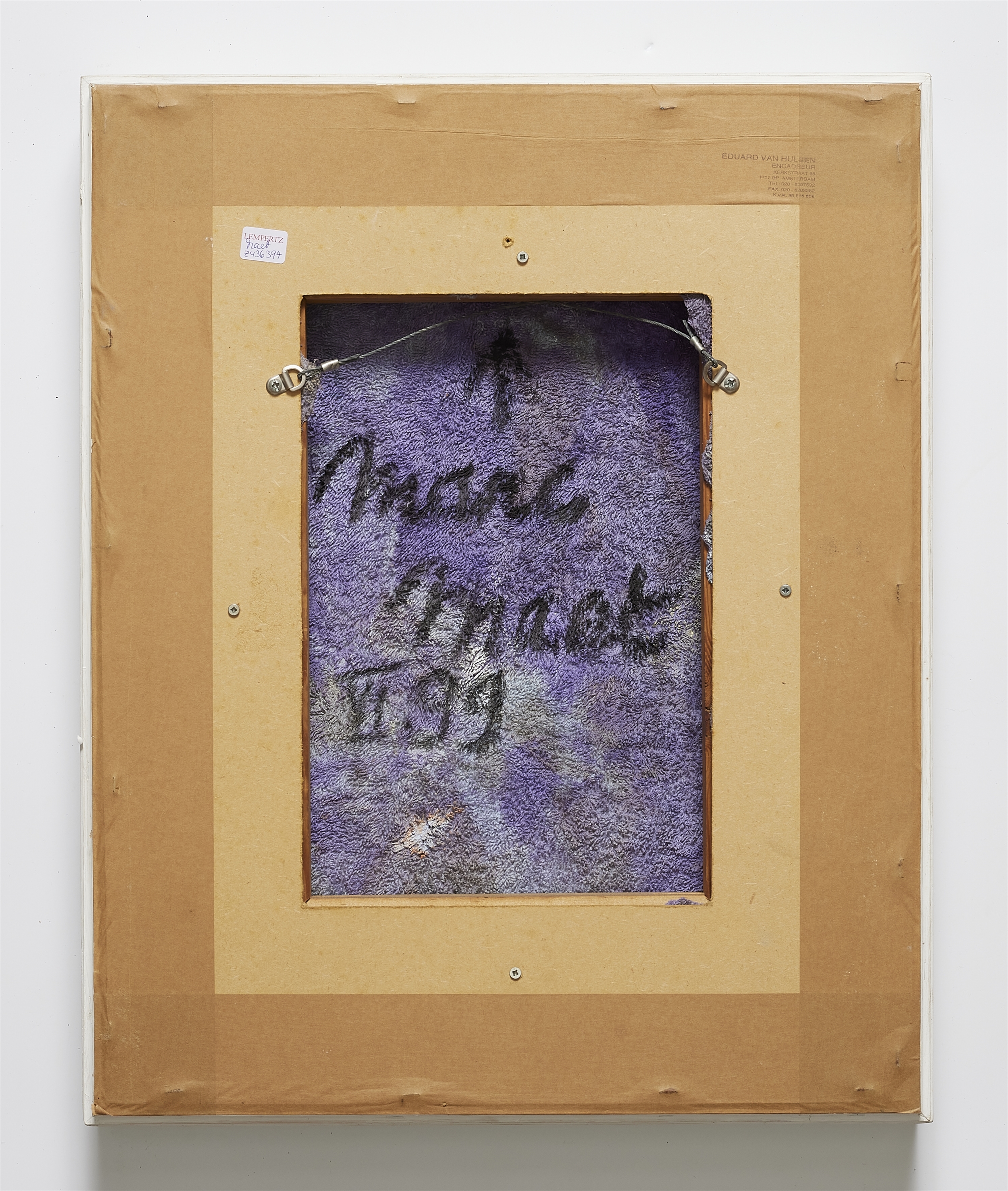 Artwork by Marc Maet, Untitled, Made of Paint with collaged mossel on terry fabric on stretcher