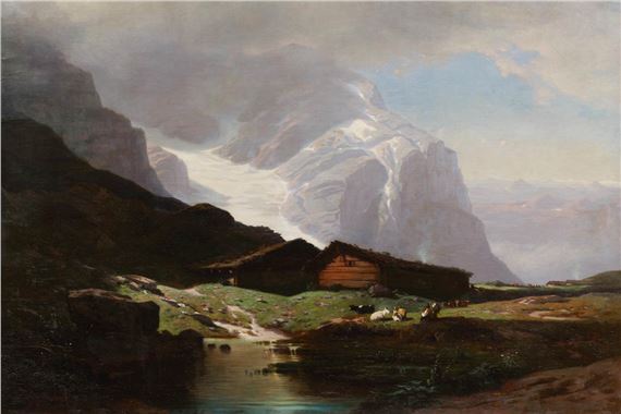 Ziegenhirte am Bergsee - Louis-Auguste Veillon