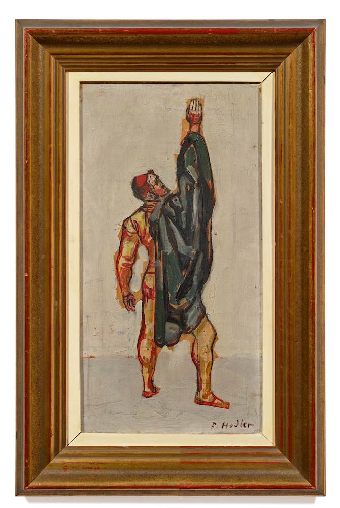 Artwork by Ferdinand Hodler, Einmütigkeit, Schwörender, Made of oil on paper on canvas
