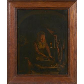 A kitchen maid working by candle light - Pieter Geerard Sjamaar