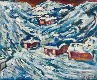 Snow covered village, 1960 - Arthur Degner