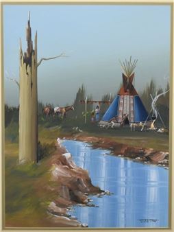 KIOWA PAINTING (WHITE BUFFALO) - Bobby Hill "White Buffalo"