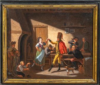 Dance in an inn; inn scene - Nicolas Louis Albert Delerive