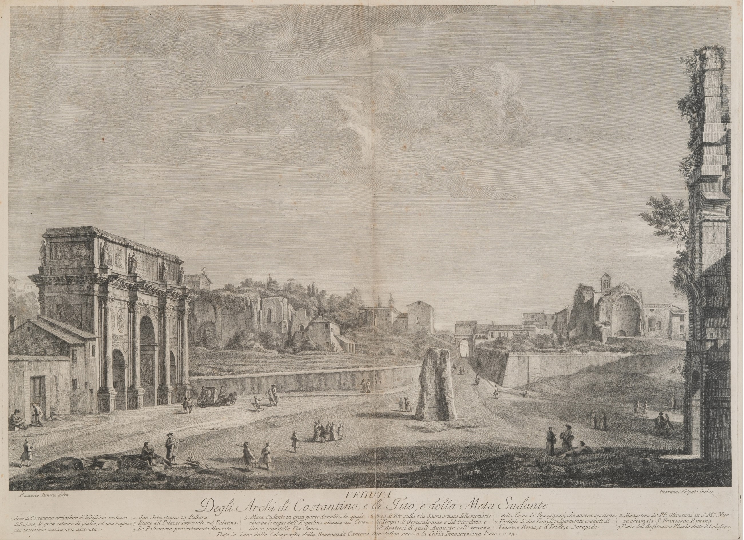 Artwork by Giovanni Trevisan, Volpato, Veduta degli Archi di Costantino, e di Tito, e della Meta Sudante, Made of etching