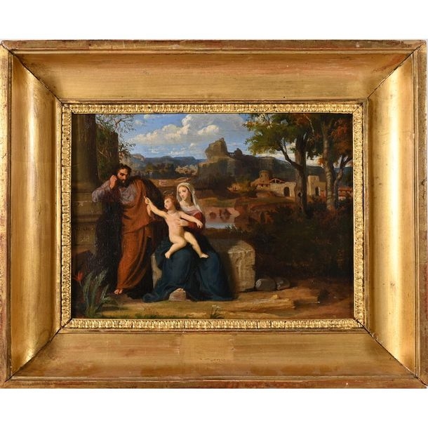 Artwork by Henri Augustin Gambard, Rest during the Flight to Egypt, Made of oil on canvas