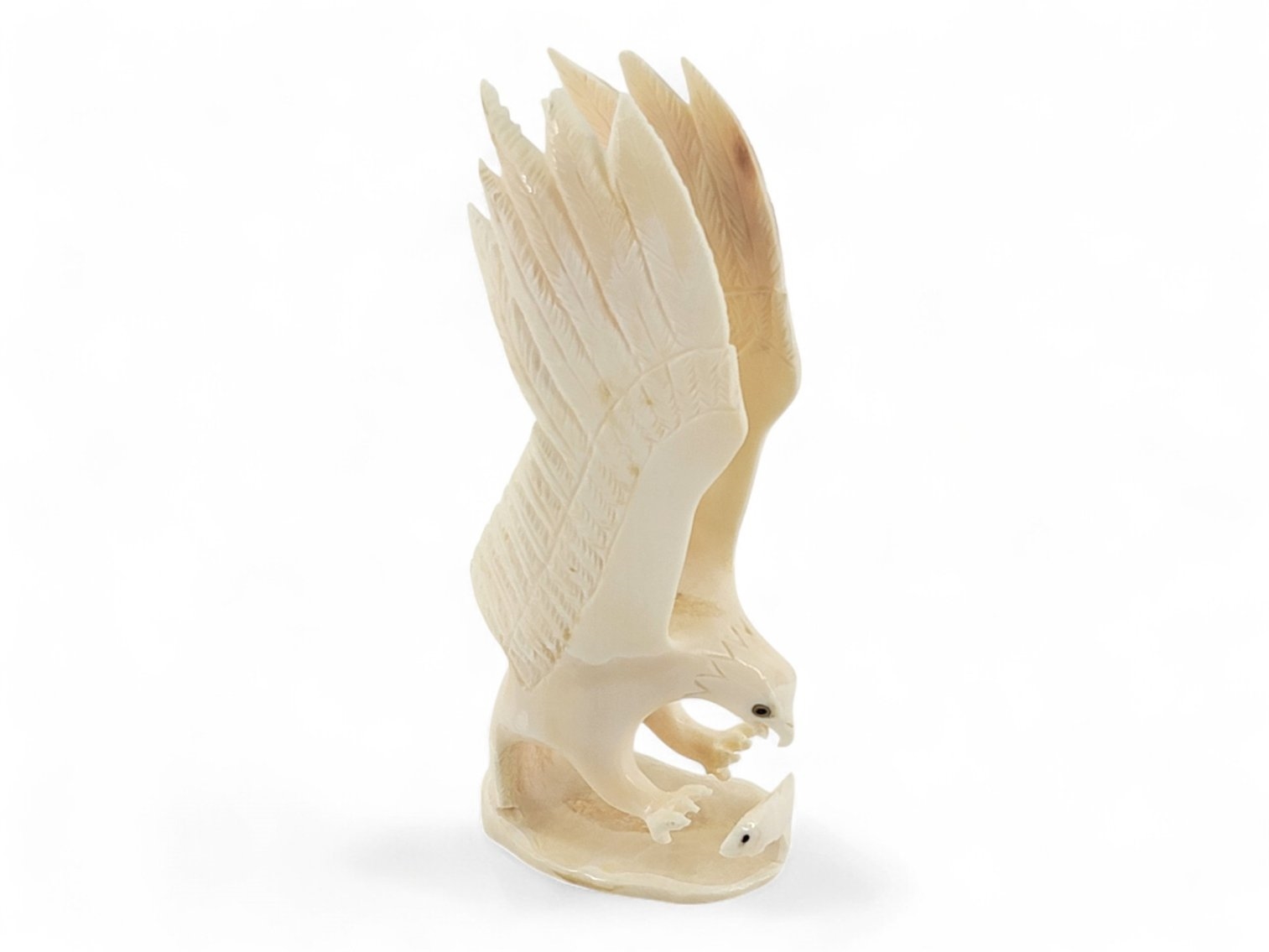 Artwork by Roger Silook Sr., Walrus Ivory Eagle Figurine, Made of ivory