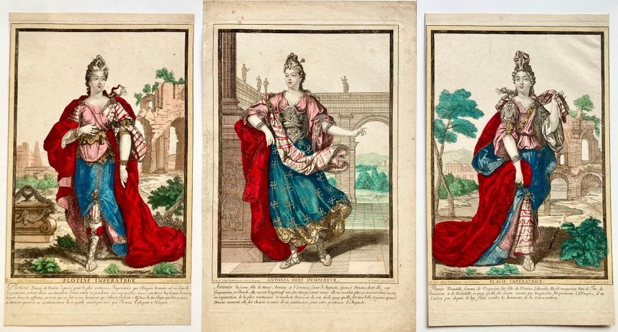 Artwork by Nicolas Bonnart, Plotine impératrice, Antonia mère d'empereur, Flavie impératrice, ca 1700, Made of Burin