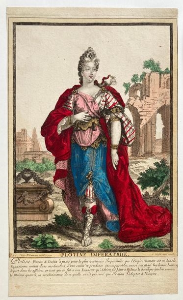 Artwork by Nicolas Bonnart, Plotine impératrice, Antonia mère d'empereur, Flavie impératrice, ca 1700, Made of Burin