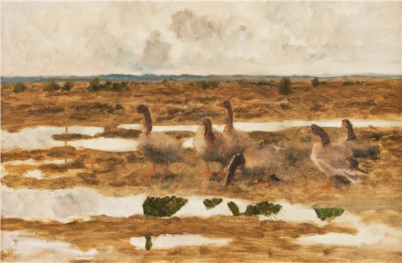 Landskap med gäss by Bruno Liljefors
