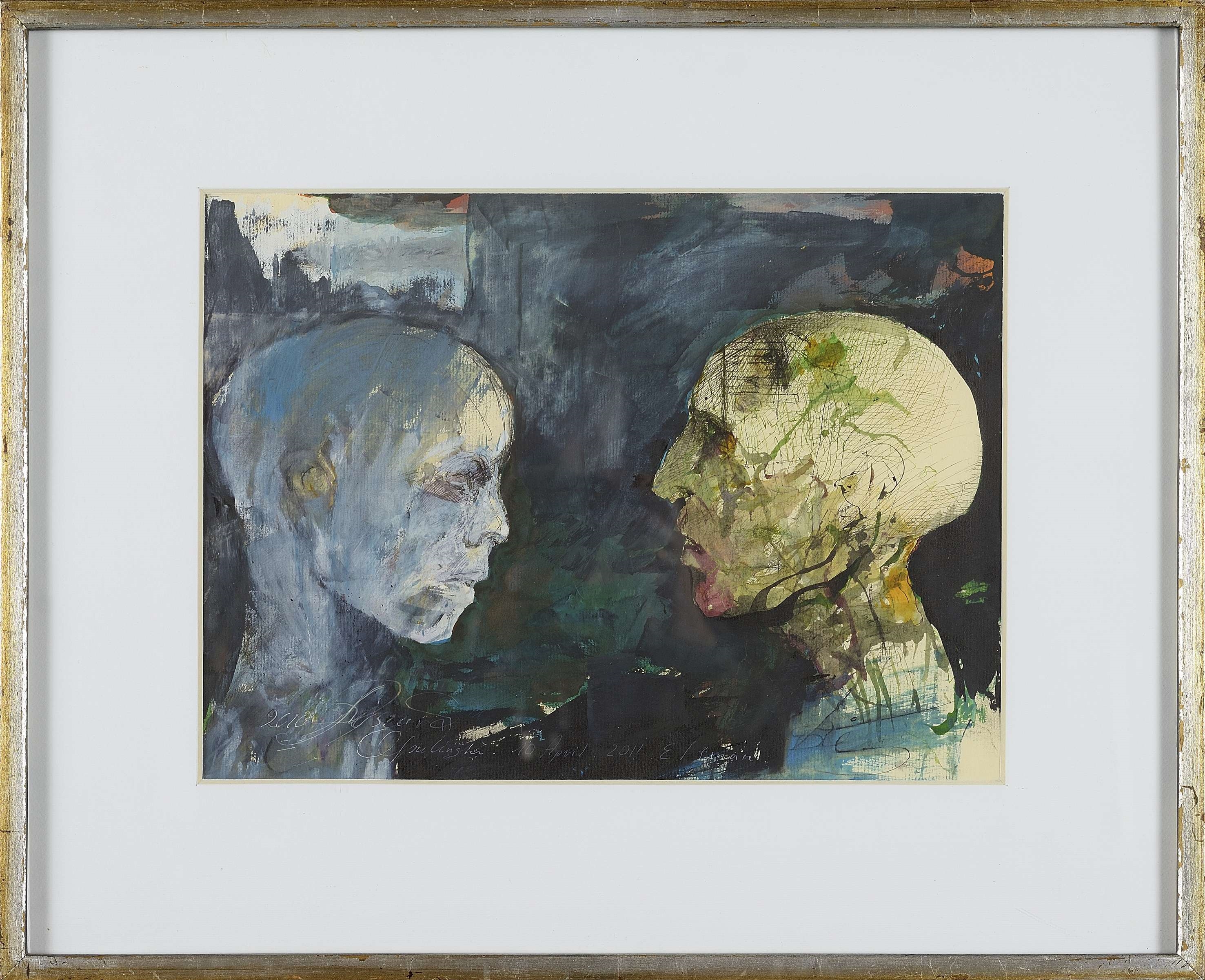 Artwork by Ryszard Opaliński, Kompozycja figuralna "Głowy, Made of tempera on paper