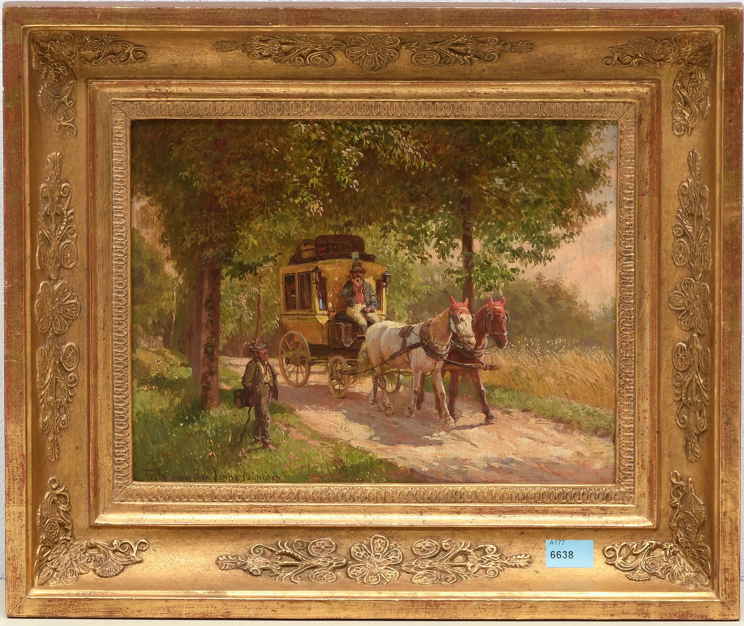 Artwork by Fritz van der Venne, Die Postkutsche, Made of oil on wood