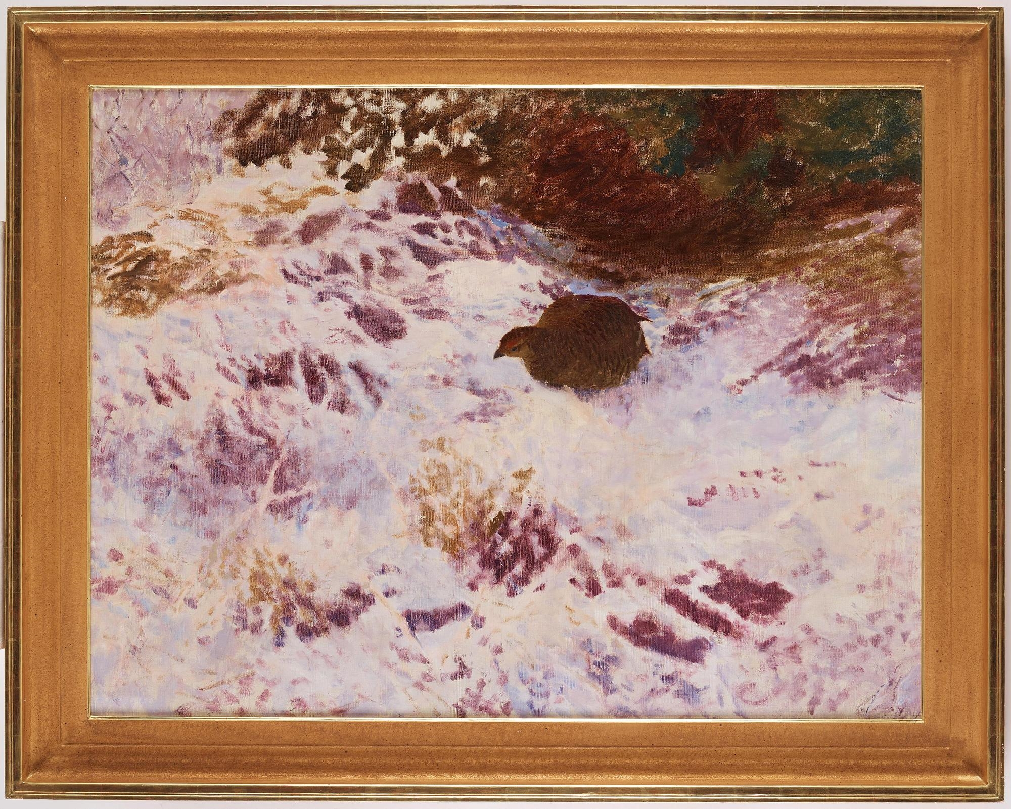 Artwork by Bruno Liljefors, Winter scene with a black grouse, Made of Oil on canvas