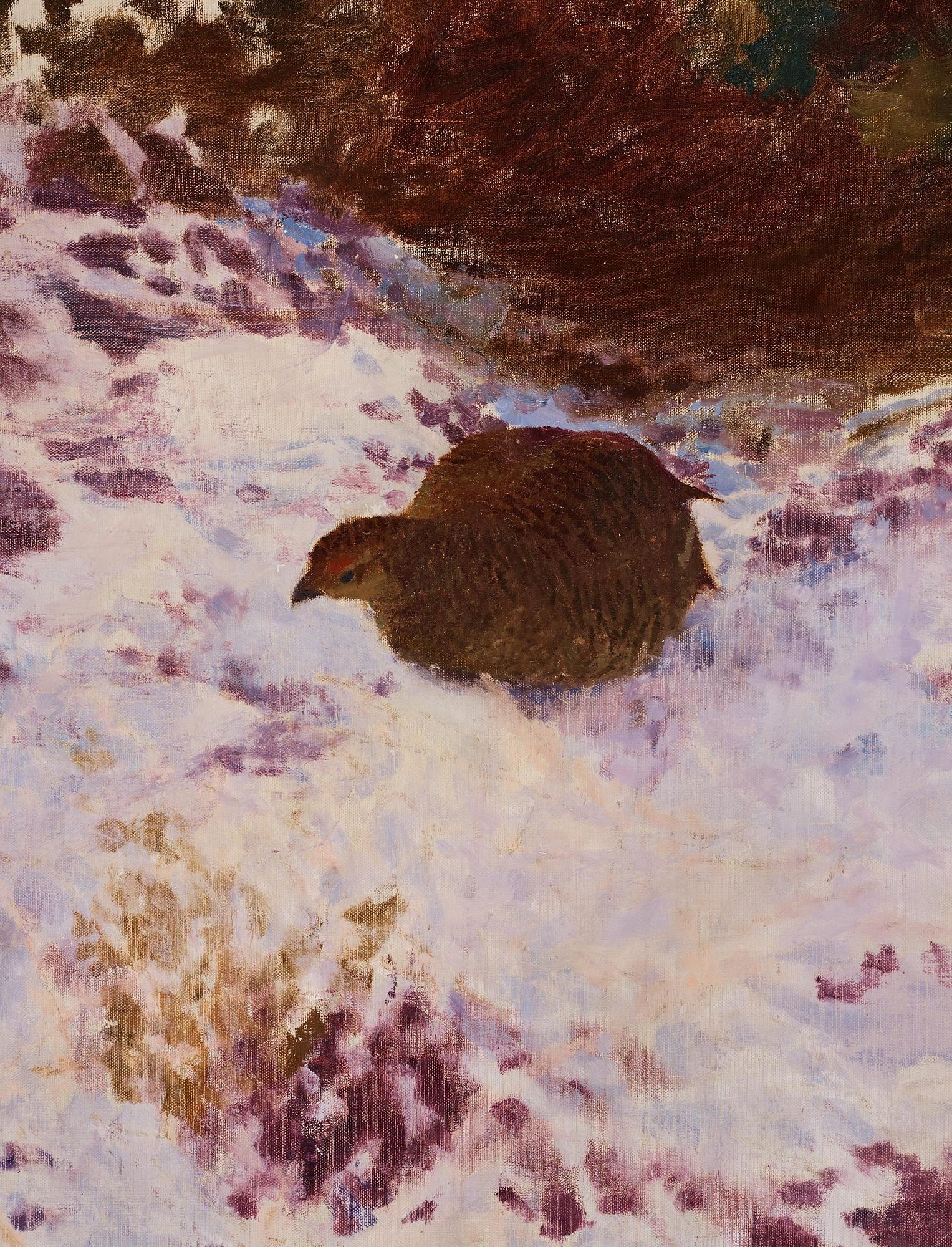 Artwork by Bruno Liljefors, Winter scene with a black grouse, Made of Oil on canvas