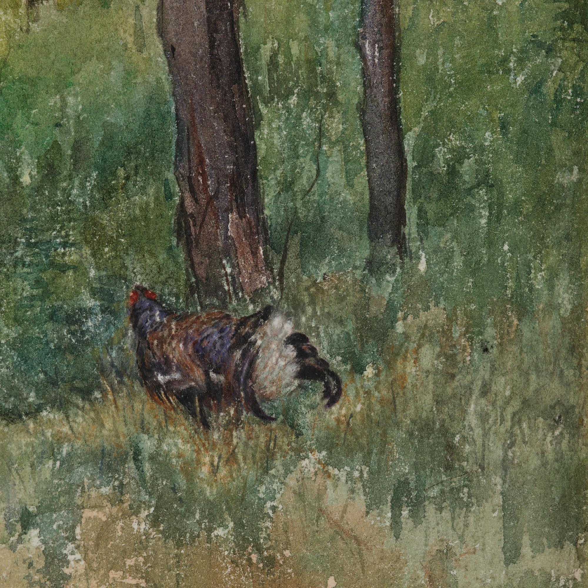 Artwork by Bruno Liljefors, Capercaillie game, Made of Watercolour