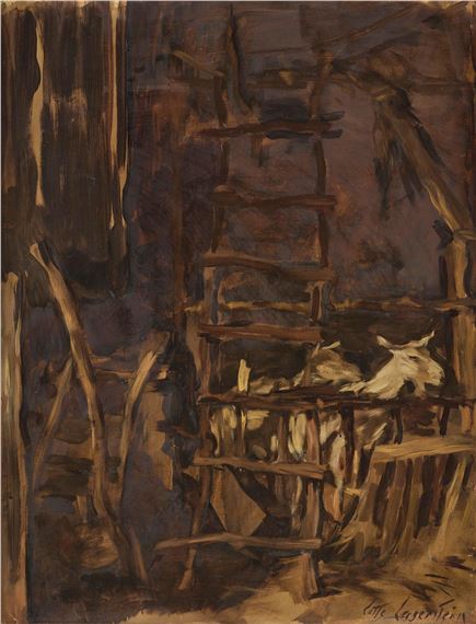 Ziegen im Stall by Lotte Laserstein, 1934