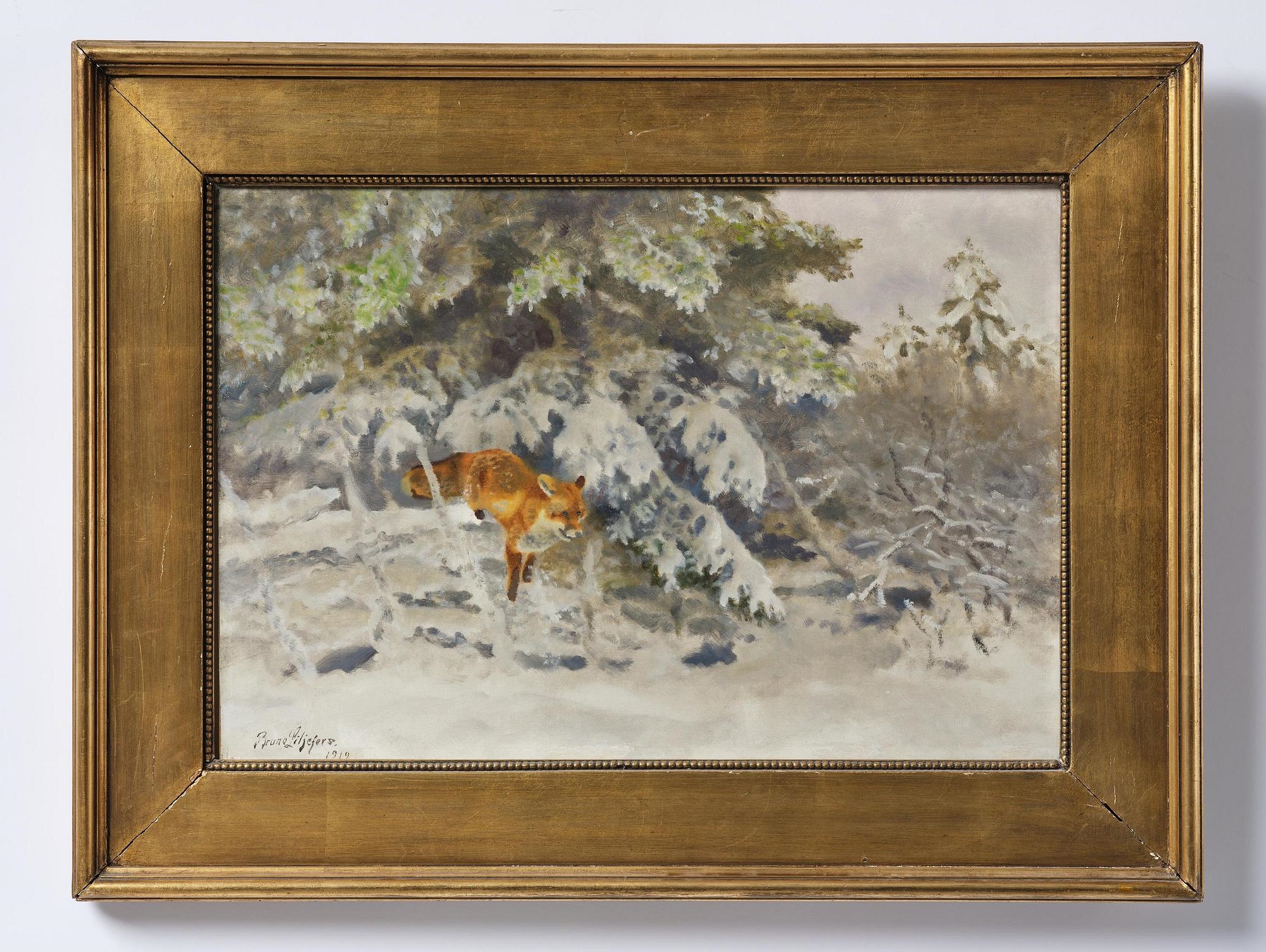 Artwork by Bruno Liljefors, Fox in winter landscape, Made of Oil on canvas