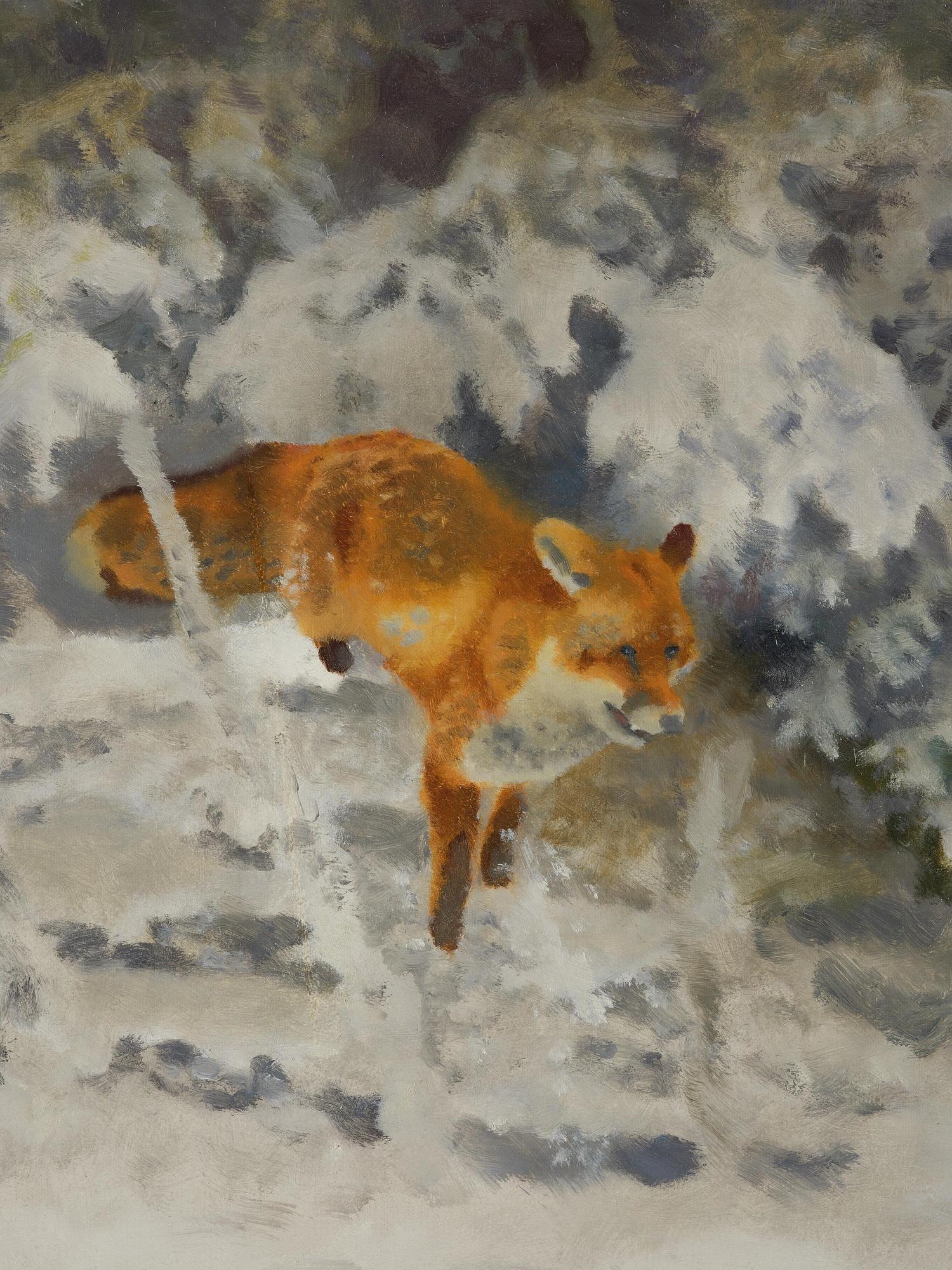 Artwork by Bruno Liljefors, Fox in winter landscape, Made of Oil on canvas