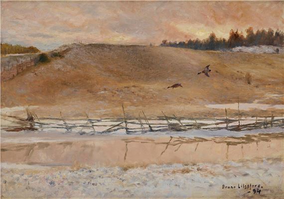 Wild geese in a twilight landscape