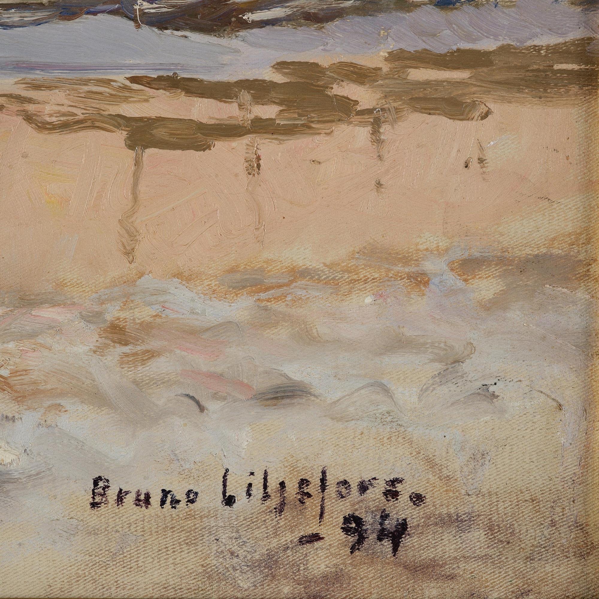 Artwork by Bruno Liljefors, Wild geese in a twilight landscape, Made of Oil on canvas