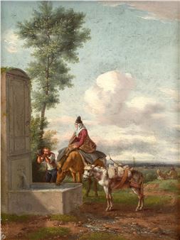 The halt at the well - Nicolas Louis Albert Delerive