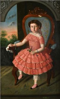 Portrait of a sitting girl - Vicente Barneto y Vazquez